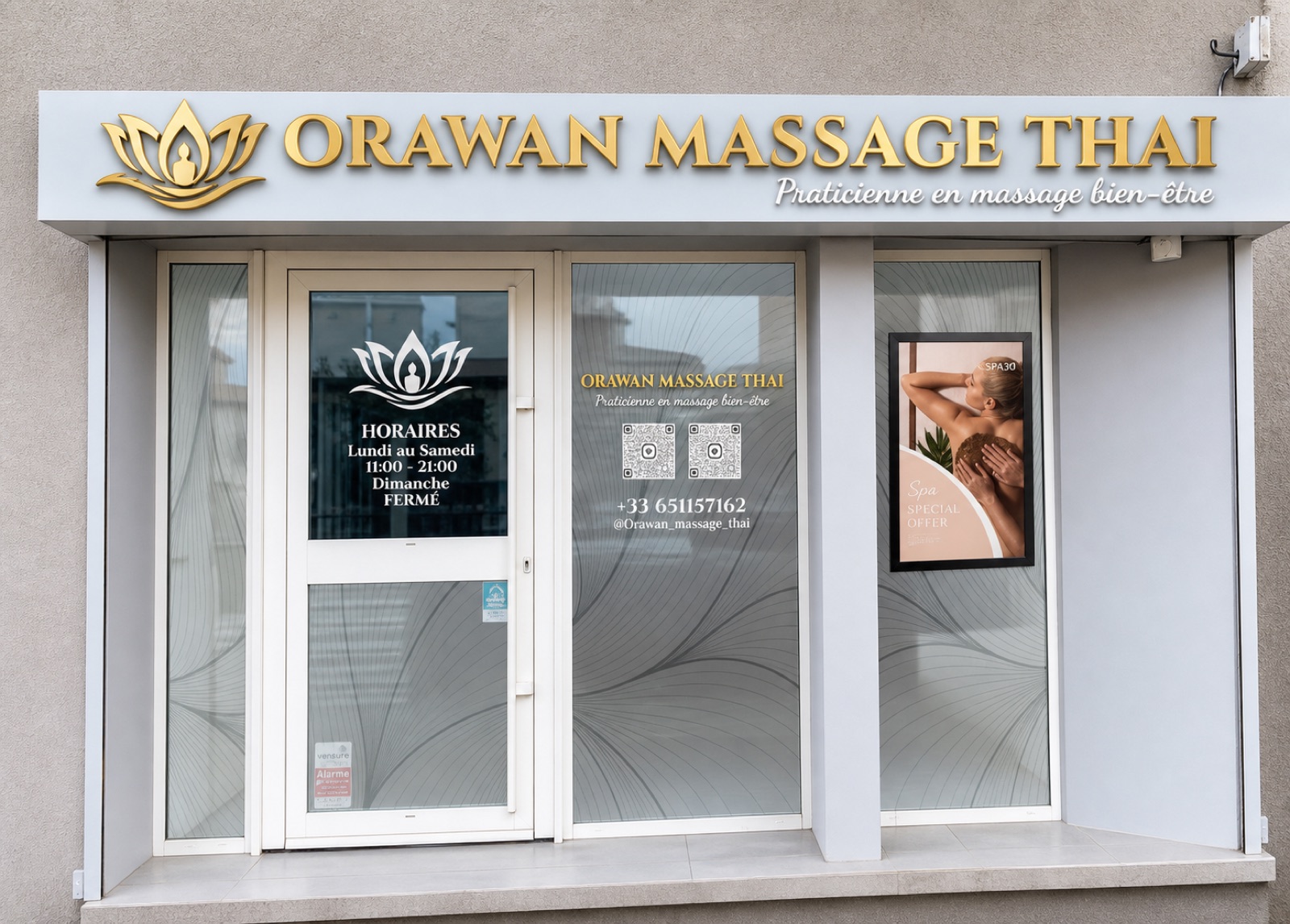Devanture du salon Orawan Massage Thaï